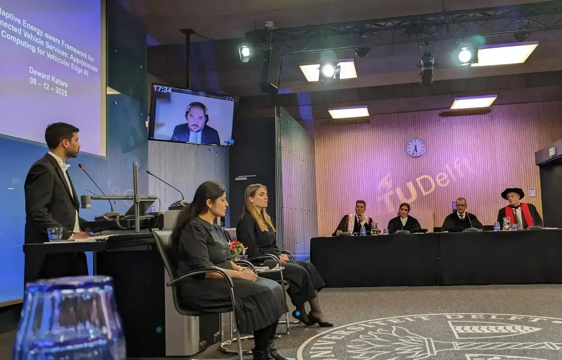 The PhD defence in progress; yours truly on the right, furthest from the candidate