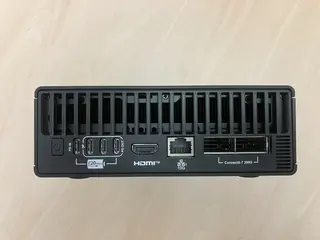 The back of an AI supercomputer showing the various ports