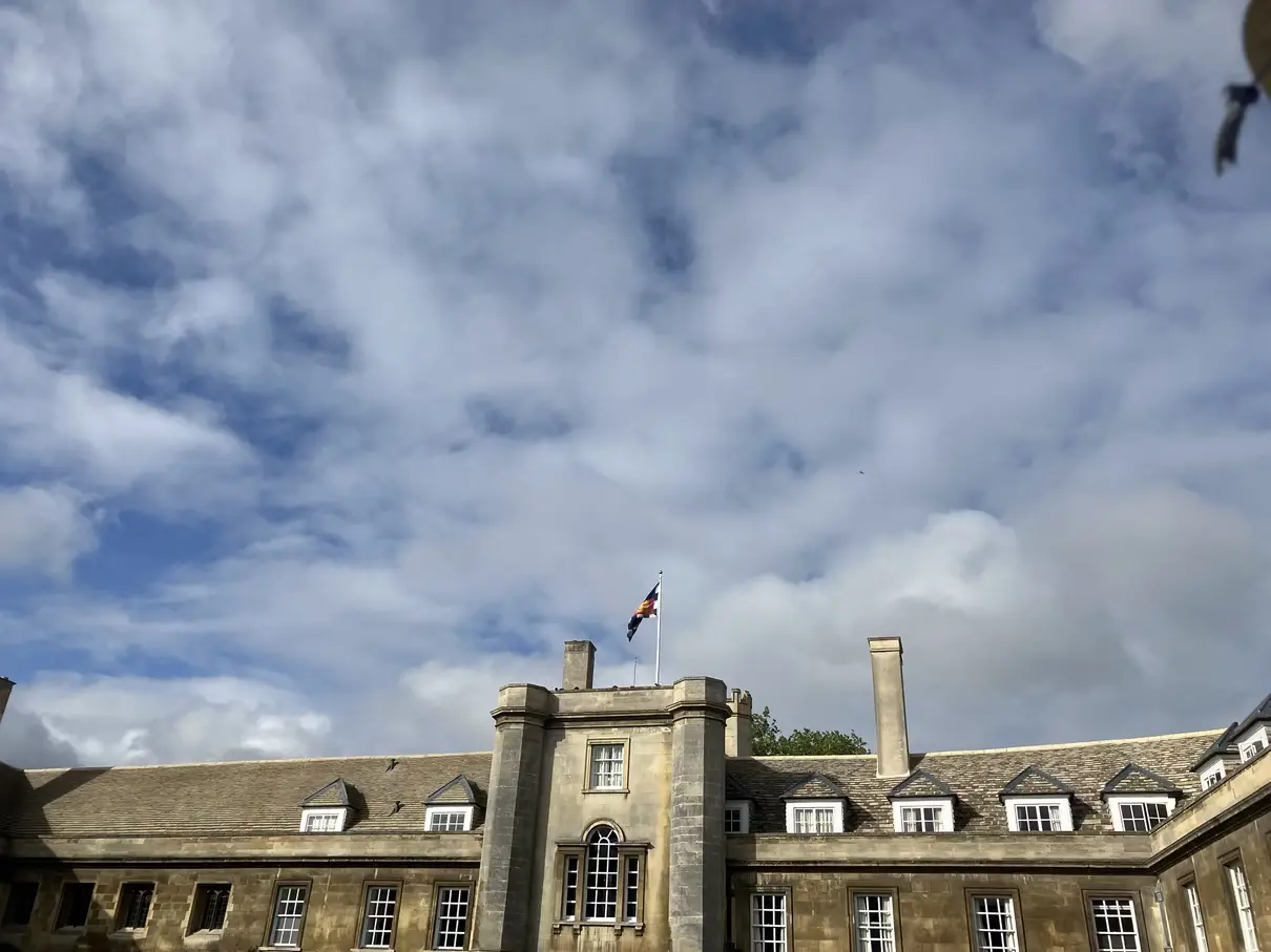 Ascension Day choir moment at Christ's College main gate